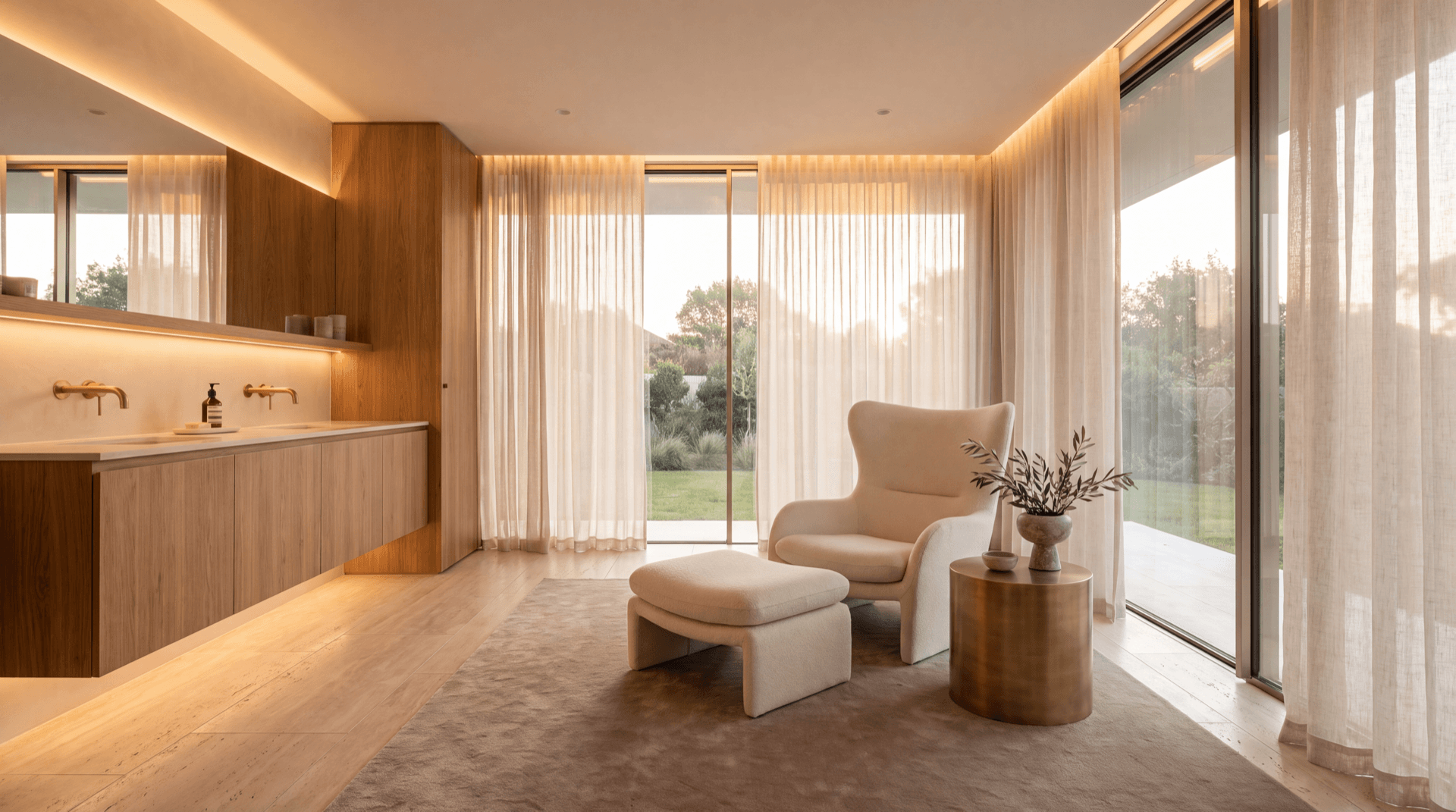 Modern med spa treatment room in Miami with soft ambient lighting and premium finishes